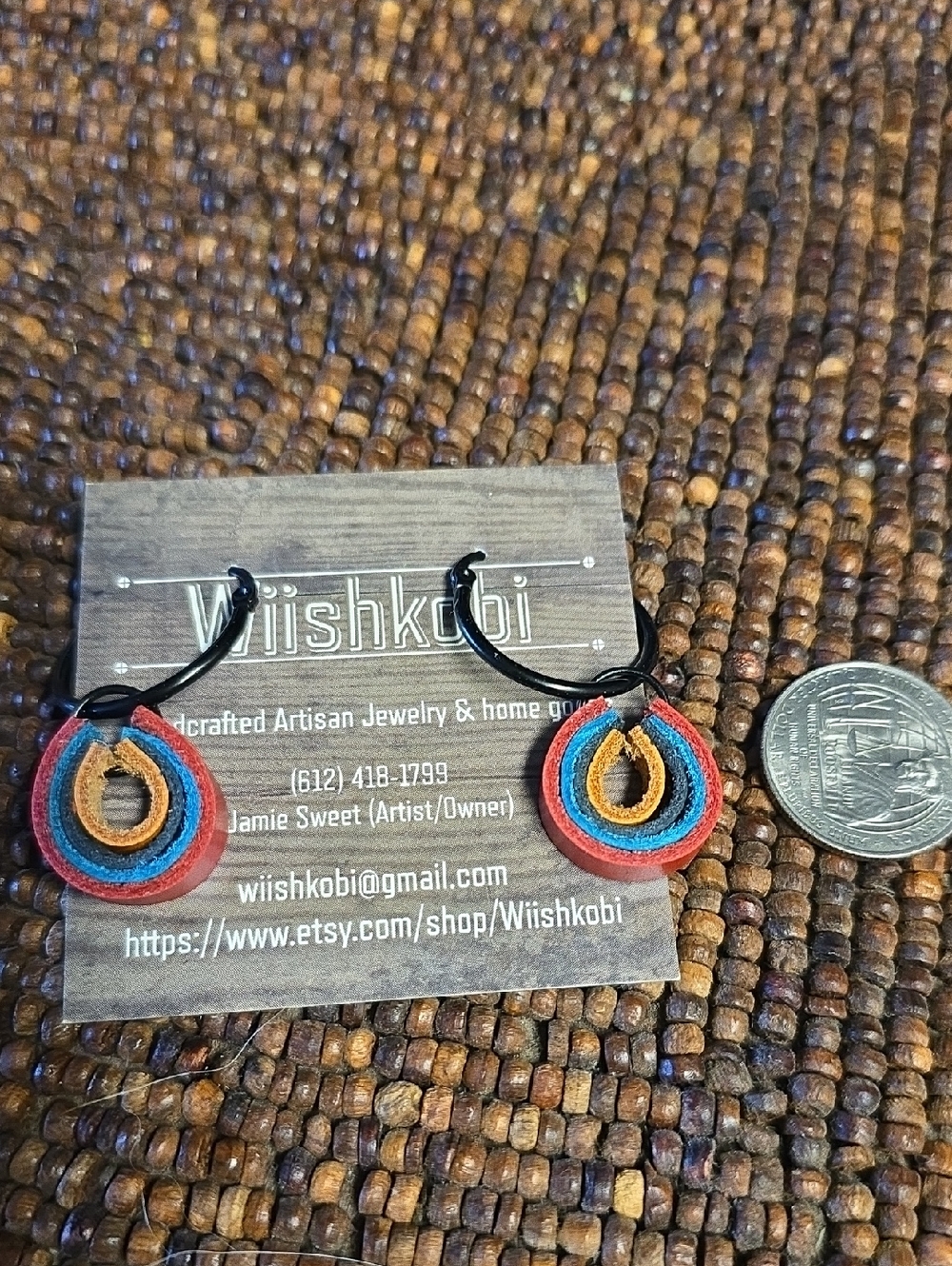 Multicolor Layered Leather Teardrop Earrings - Red, Blue & Yellow